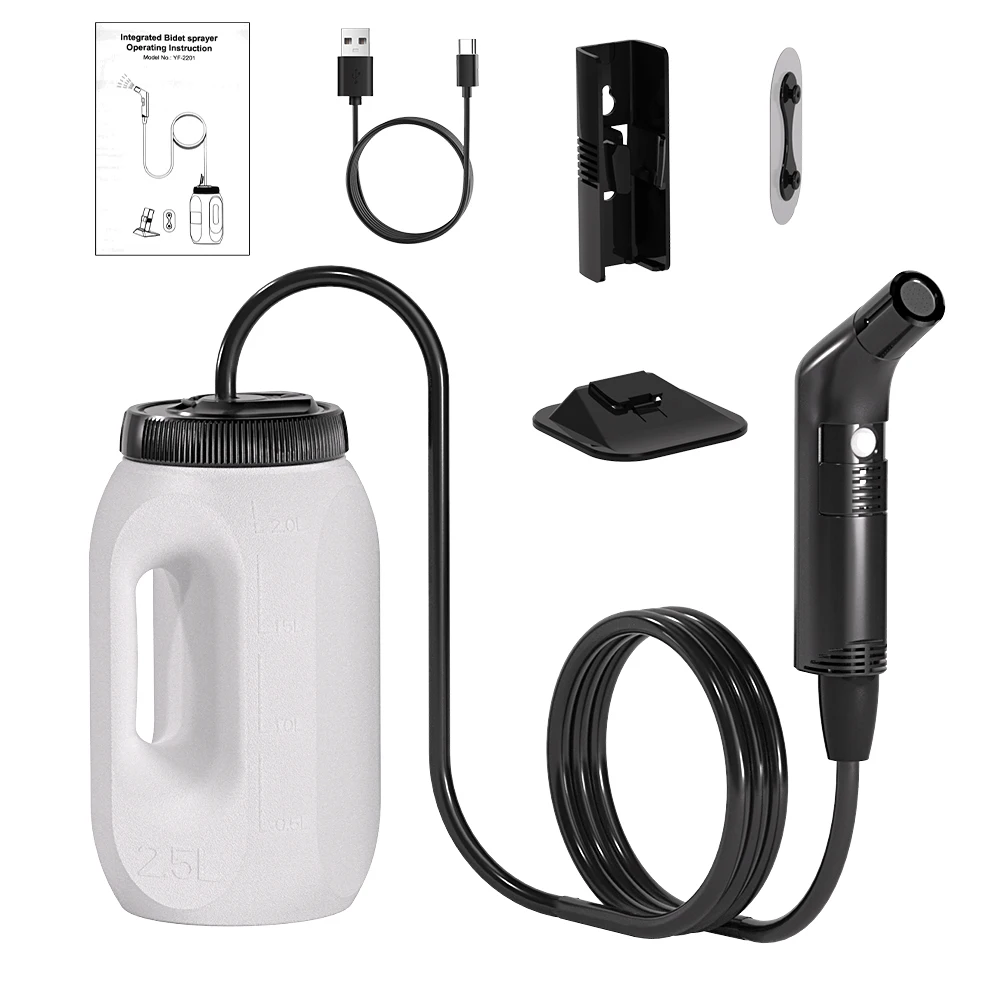2.5L Draagbare Elektrische Bidet Oplaadbare Shataf Hand Bidet Butt Sproeier voor Persoonlijke Hygiëne Reiniging Reizen Camping Bidet