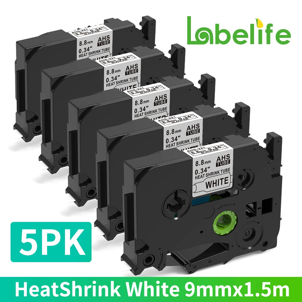 5PK Heat Shrink Tubes 211 221 231 241 251 611 Compatible for Brother HSe-211 HSe-231 5.8mm 11.7mm Label Tape for P-Touch Printer