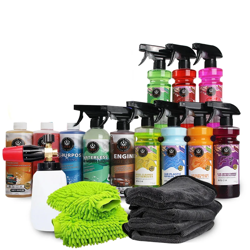 

Factory Customization 12Pcs Car Wash Care Kit Auto Detailing Set Microfiber Towel Wash Mitt Wheel Engine Cleaner