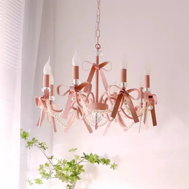 

Pink Lovely Children's Room Chandeliers Crystal Cute Kid's Bedroom Pendant Lights Living Room Bedroom Hanging Lamps