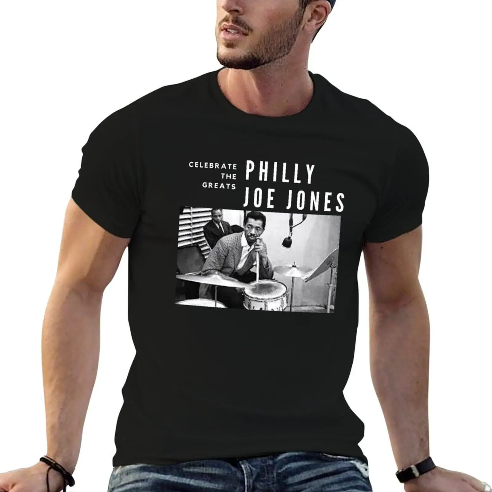 Philly Joe Jones: Great Jazz Drummer/ Musician T-Shirt Soft Casual Short Sleeve Cotton Tee