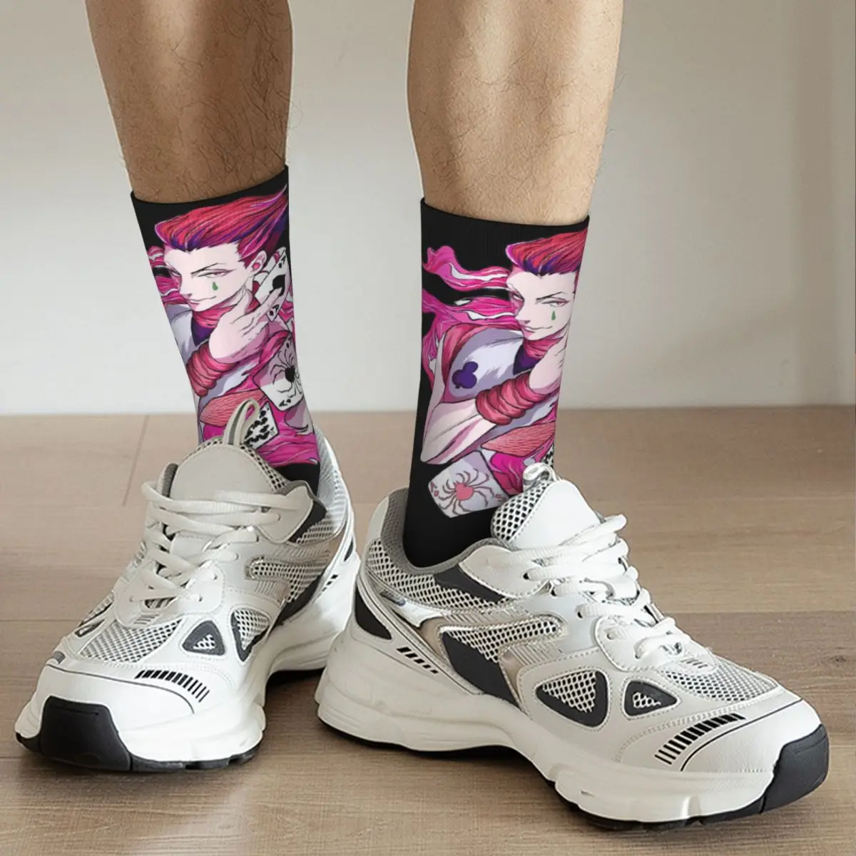 Hisoka HunterXhunter Socks Harajuku Sweat Absorbing Stockings All Season Long Socks Accessories for Unisex Birthday Present