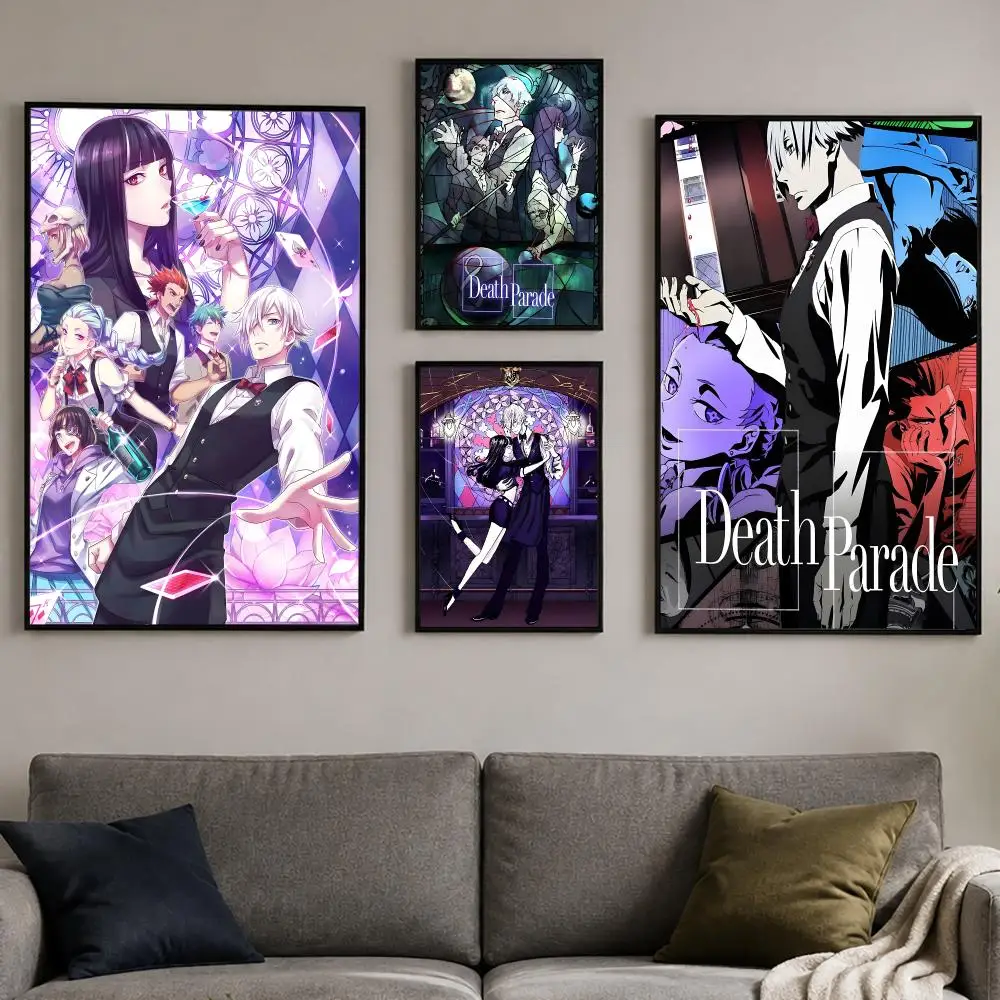 Thriller Anime D-Death Parade Poster PP Self-Adhesive Bedroom Gaming Cafe/Bar Vintage Aesthetic Decor Ideal Gift