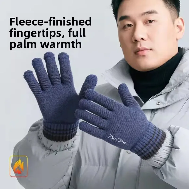 

Thiened зимние перчатки для мужчин с сенсорным экраном ible Fce на подкладке для езды на велосипеде, теплые ветрозащитные перчатки для защиты рук от холода