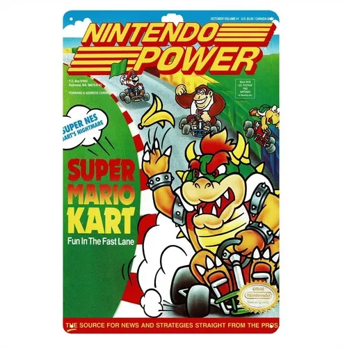 Placa de Metal Decorativa Power Magazine Kart Video Game 20x30cm - Alumínio