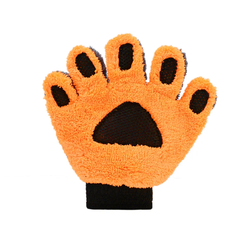 Five-finger Car Washing Gloves Soft Coral Fleece Auto Body Scratch-Free   Detailing Cleaning Glove Thicken Bear Paw Wash Mitt