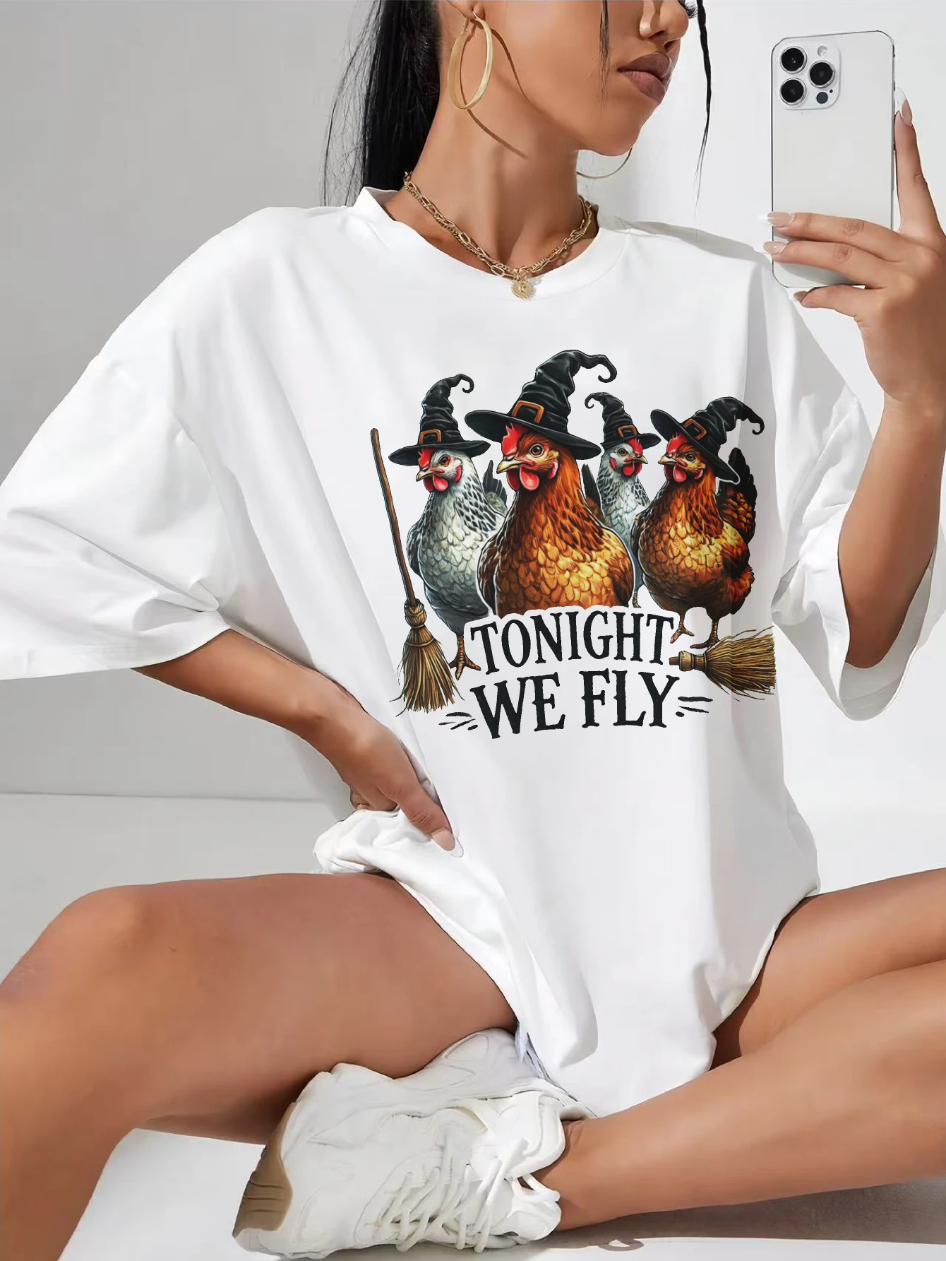 

tonight we fly Comfortable White T-Shirt for Women Perfect for Casual Maternity and Hot Summer Days