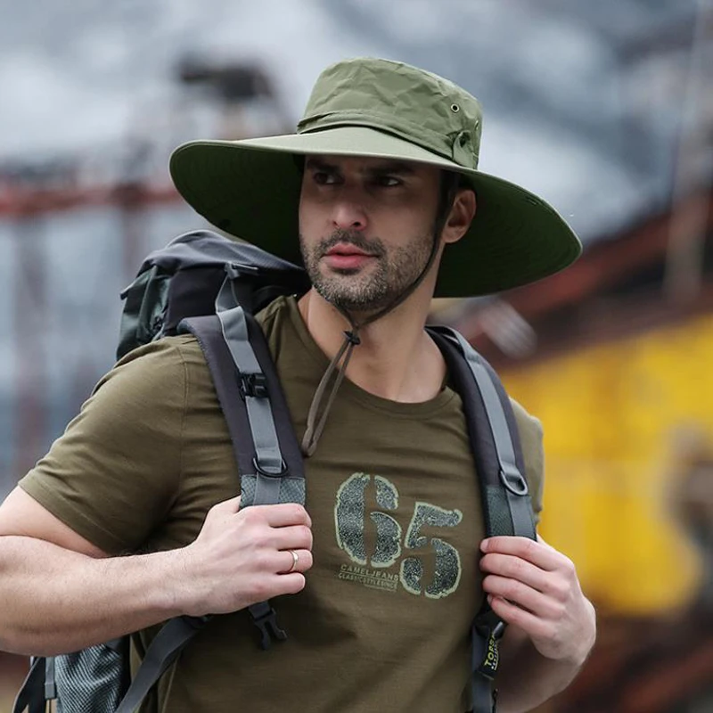 Chapeau de pêche en maille respirante pour hommes, protection solaire, casquettes d\'escalade et de randonnée, chapeau de soleil anti-UV, chapeau