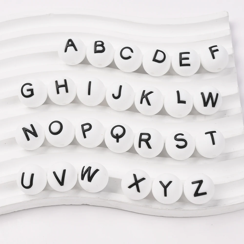 10/26Pcs 15mm Silicone Letters Focus Teether Beads For DIY Pacifier Chains Teether Bracelets Making Jewelry Making Accessories