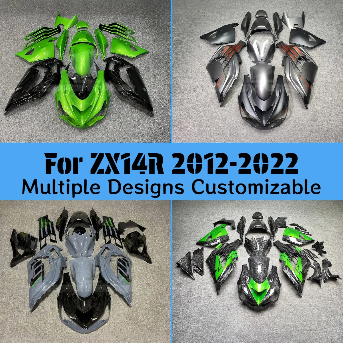 

Обтекатели Prime для Kawasaki ZX14R 2012-2022, комплект обтекателей из углеродного волокна для мотоцикла, индивидуальные детали кузова ZX 14R 12-22