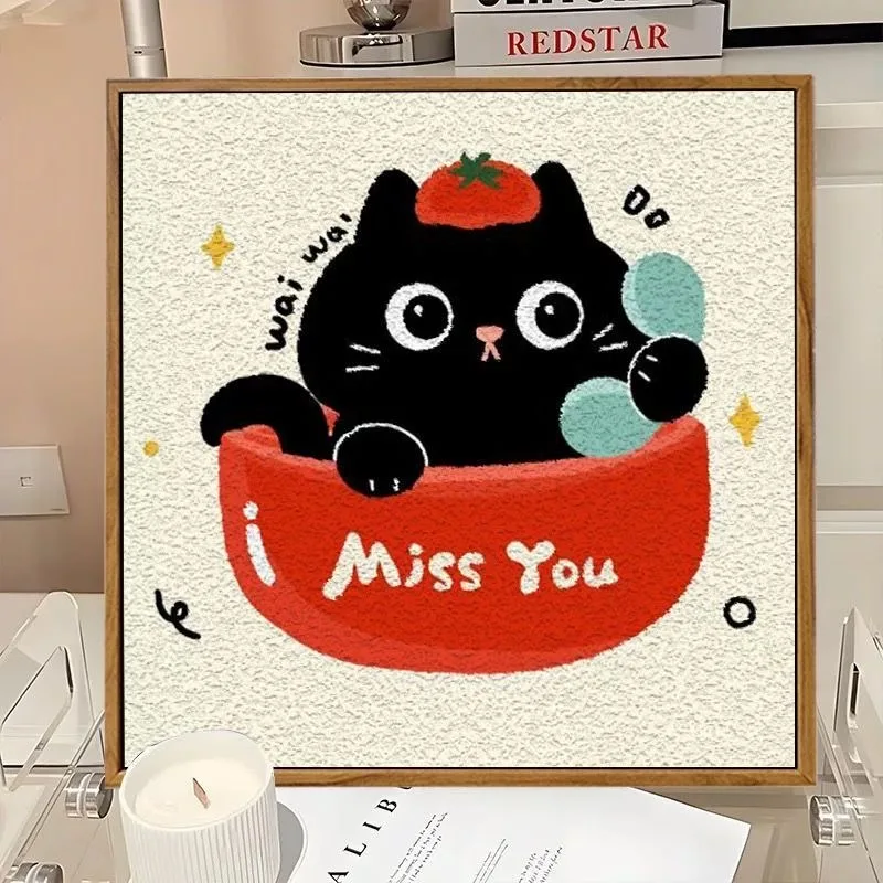 

A6151 Cat and Flowers Painting