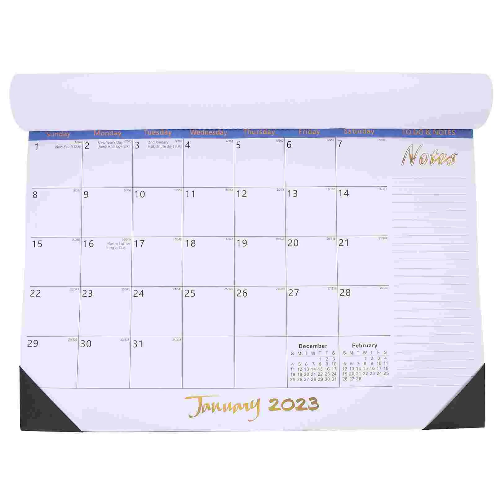 

2023 Desk Calendar Wooden Planner Video Perpetual Annual Wall Large Decorative Planning English Blank