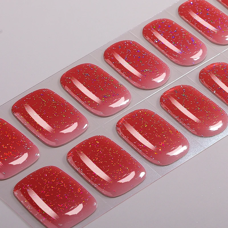 22Tips Sprankelende UV-vrije gelnagelstickers Gradiënt Marmer Volledige dekking Gel Polish Nagelstrips DIY manicure decoratie