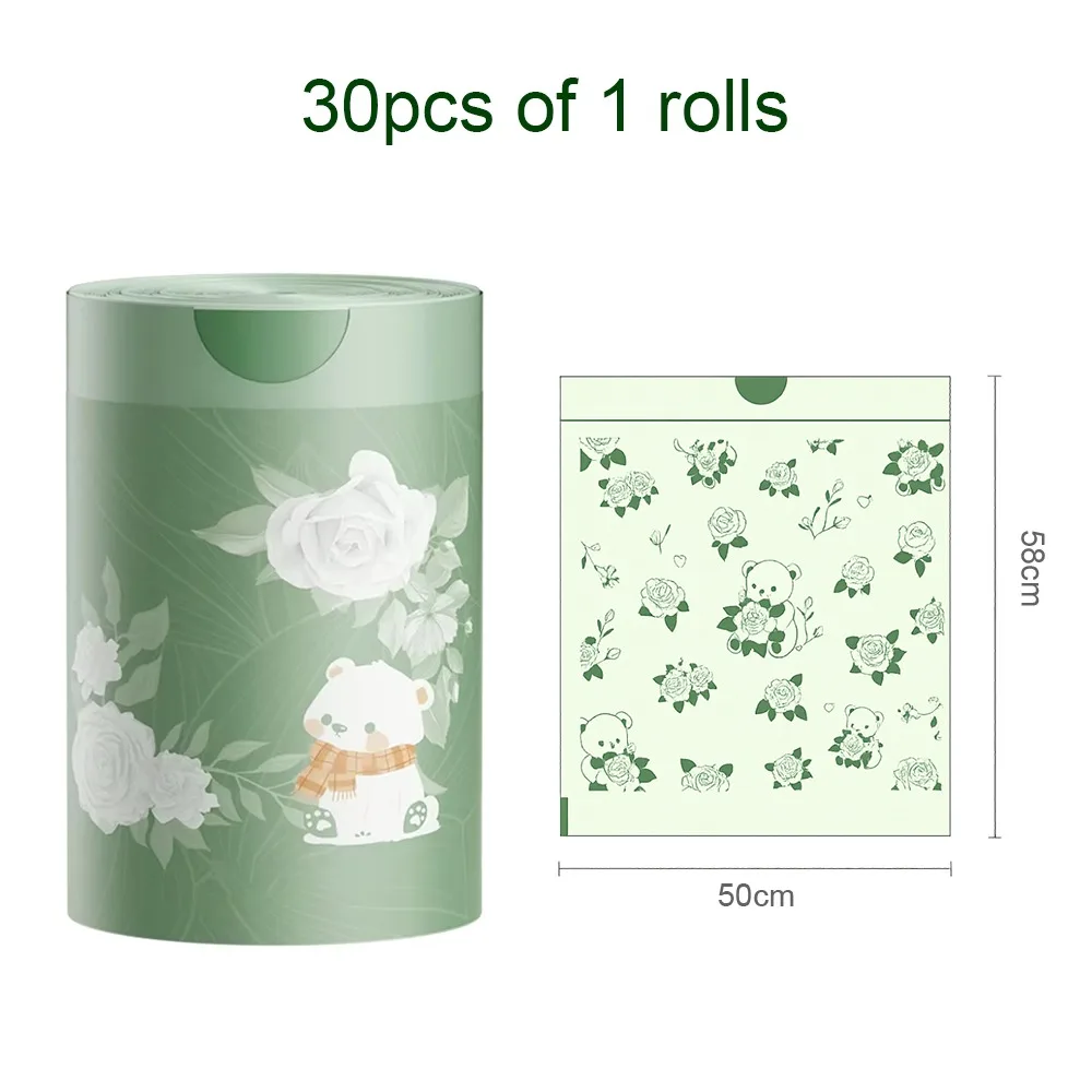 

30pcs/rolls Not Easy To Break Drawstring Garbage Bag Plastic Portable Design Thickened Trash Bag Thickened Material