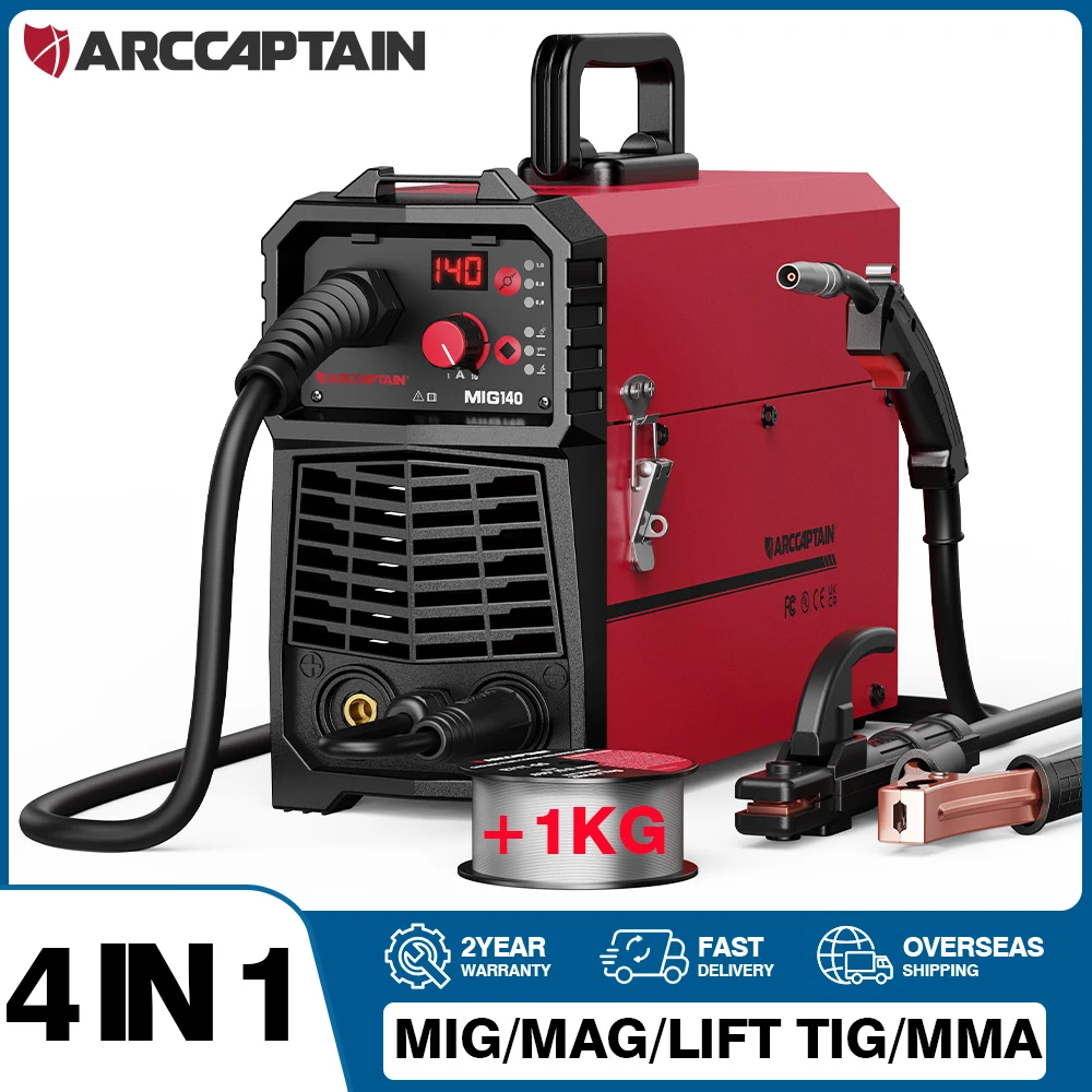 ARCCAPTAIN 4 in 1 220V 140Amp Semi-automatica Saldatrice MIG Ascensore Tig Argon ARC MMA Mig MAG Saldatore a gas IGBT Strumenti di sinergia