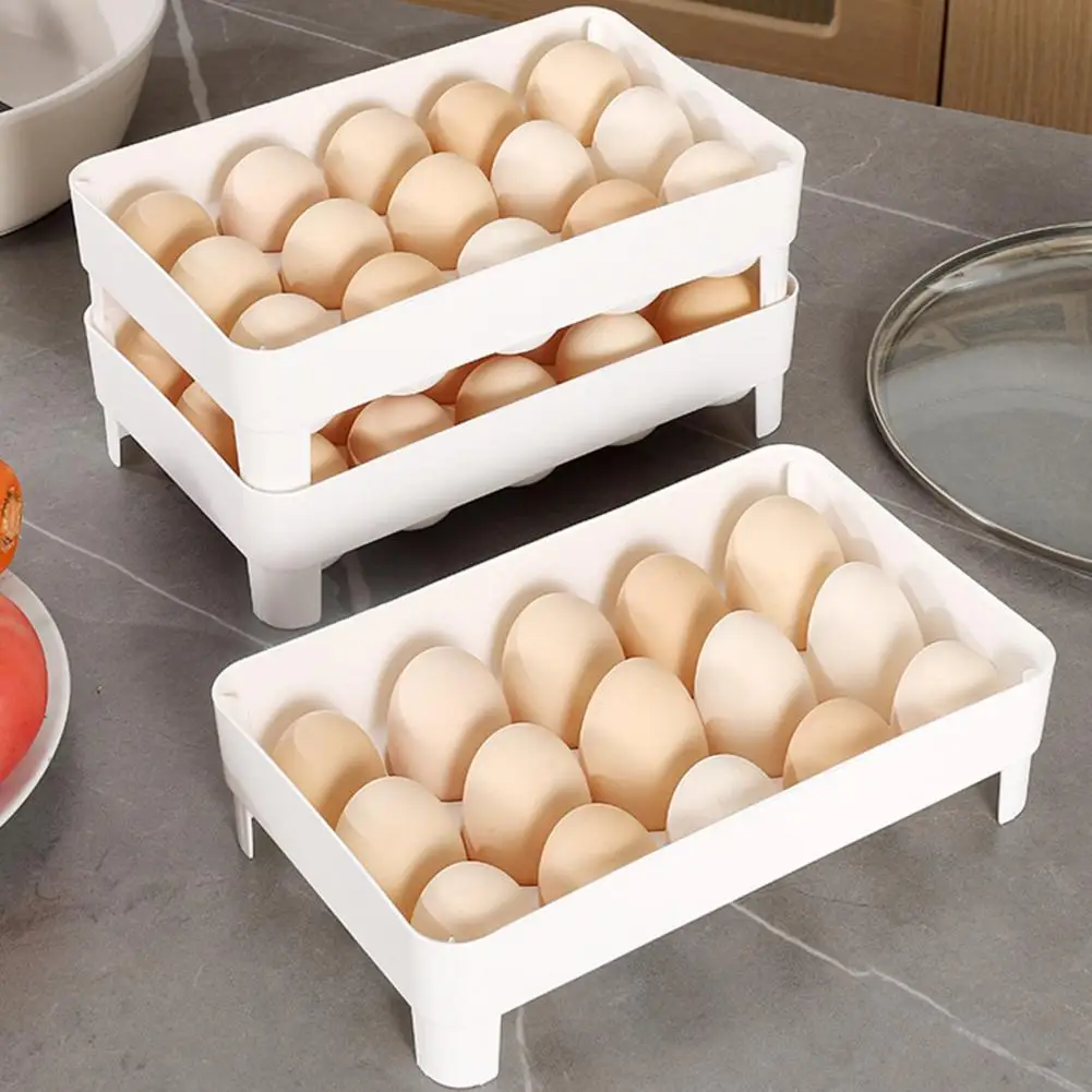 Sturdy Plastic Egg Holder Capacity Stackable Egg Storage Box for Refrigerator High Stability Fridge Organizer with Space-saving