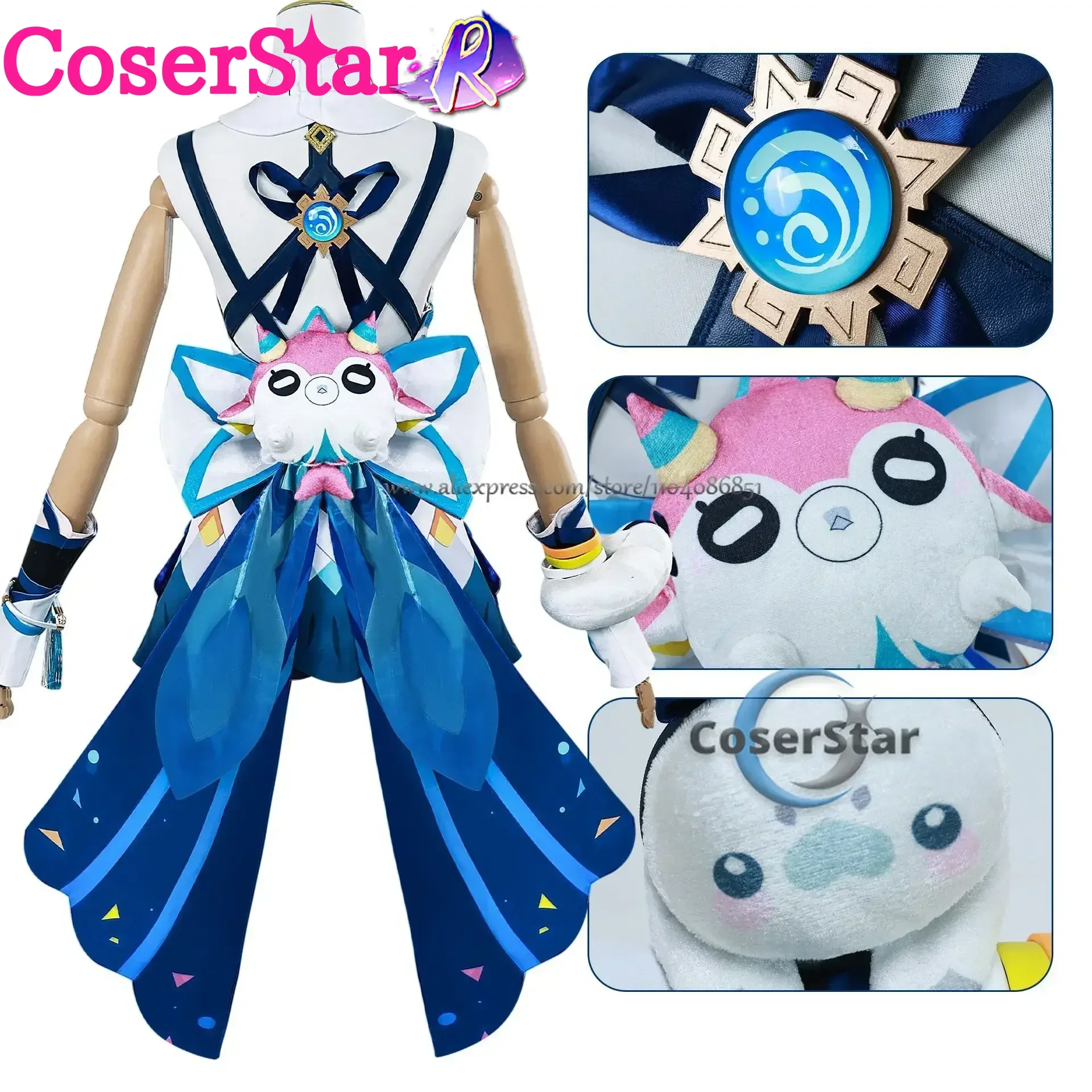 CoserStar-R Disponibile Natlan Mualani Costume Cosplay GenshinImpact Mualani Costume Cosplay Vestito Uniforme Parrucca Scarpe