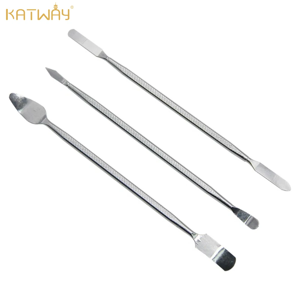 

Stainless Steel Mixing Spatula Set 3Pcs–Multi-Purpose Tool for Dental, Nail Art, Makeup, and Color Mixing KATWAY HH-AA182