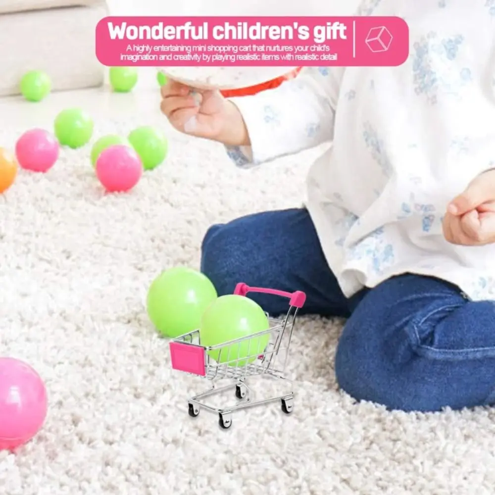 عربة تسوق صغيرة لسوبر ماركت للأطفال ، عربة مصغرة ، ألعاب طراز سطح المكتب ، ديكور منزلي #5