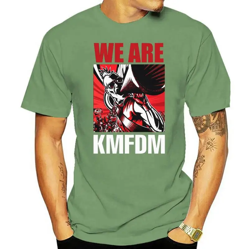 KMFDM WE ARE KMFDM INDUSTRIAL FRONT 242 DIE KRUPPS MDFMK EBM Новая Черная Мужская футболка из 100% хлопка с принтом KMFDM WE ARE KMFDM INDUSTRIAL FRONT 242 DIE KRUPPS MDFMK EBM Новая Черная Мужская футболка из 100% хлопка с принтом
