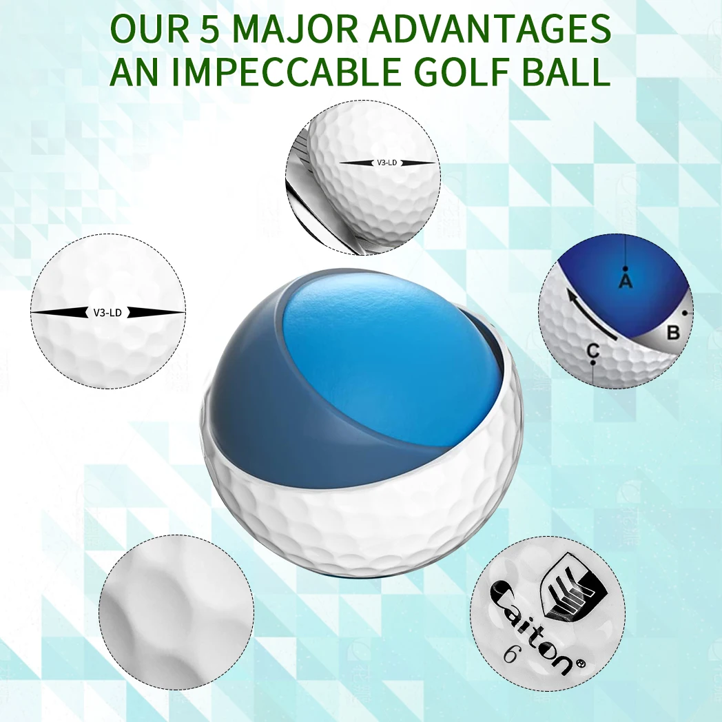 Caitron-High Performance Practice Golf Balls, bolas de longa distância, durável, sensação suave, para todos os níveis de habilidade, 3 camadas,