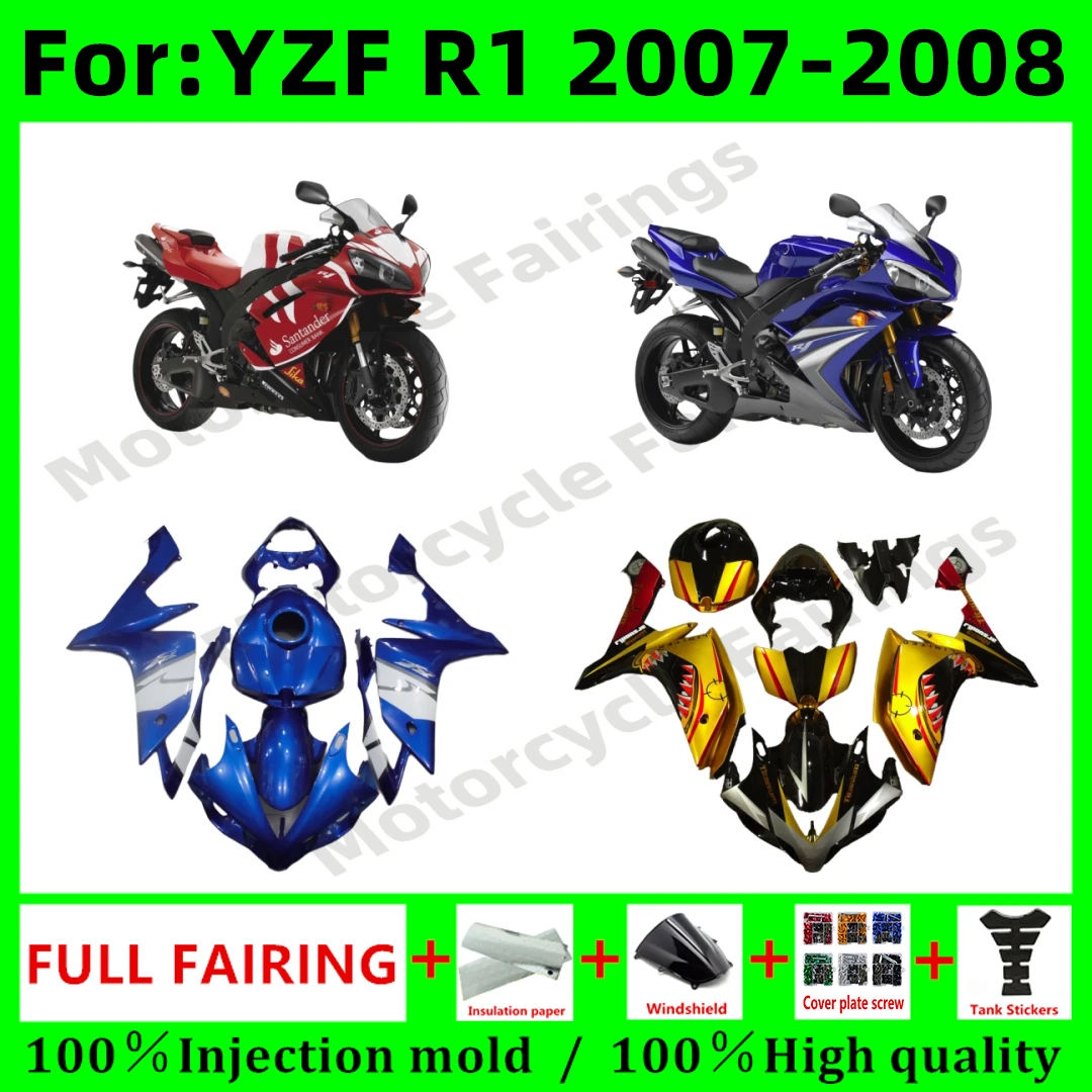 

NEW ABS Motorcycle Fairings Kit fit For YAMAHA 2007 2008 07 08 R1 YZF1000 YZFR1 YZF-R1 Bodywork full fairing kit body Plastic