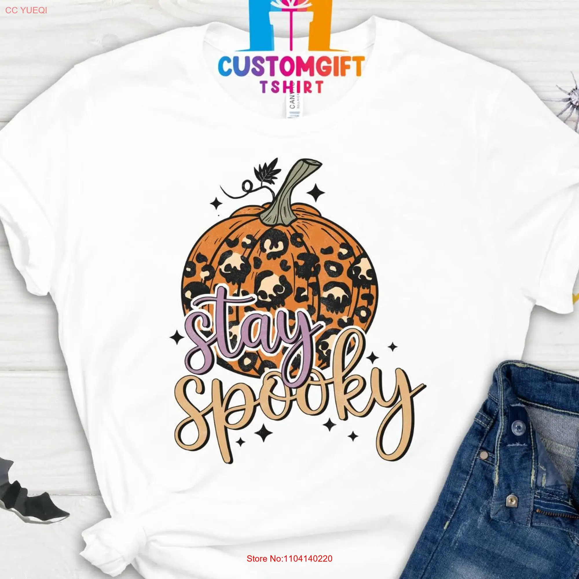 Stay Spooky T Shirt Creepy Pumpkin Halloween Scary Skull Freaky Ghost  long or short sleeves