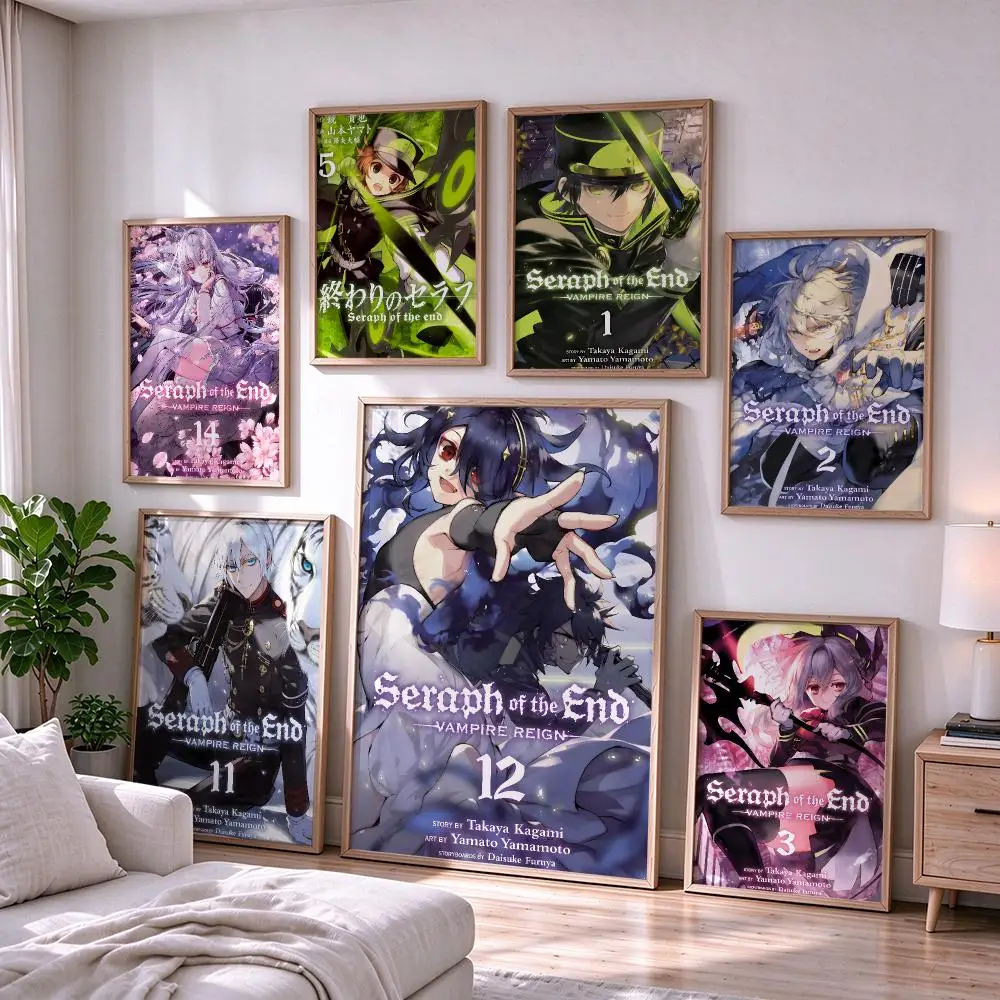anime Seraph of the End Poster Poster HD Self-Adhesive  Art Waterproof Wall Art Print, Bedroom Living Room Decoration Gift
