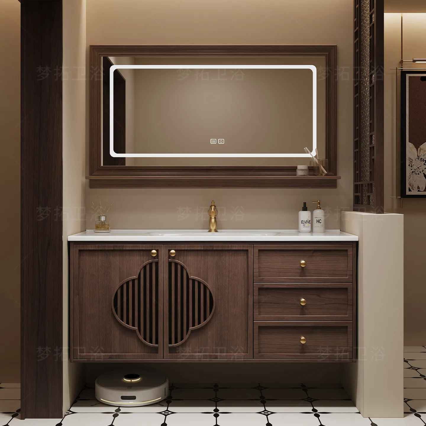 

bathroom cabinet, bathroom solid wood ceramic integrated washbasin, hand washbasin