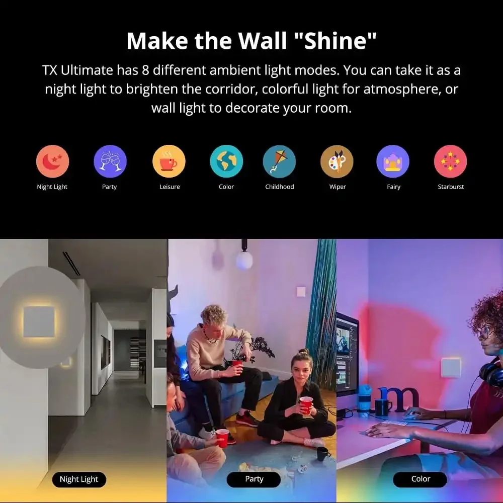 

SONOFF Ewelink WiFi 120 Tpye T5 Ultimate Smart Touch Настенный переключатель Alexa Google Assistant Smartthings Smart Shared App Control