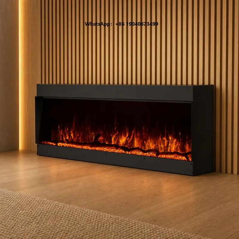 Electric Fireplace Insert with Adjustable Thermostat Tempered Glass LED Flames Remote & App Control Multi-Use xyl