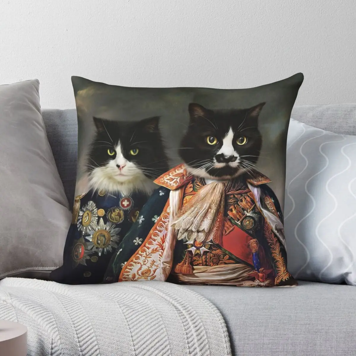 Cat Portrait Michael And Hero Pillowcase Polyester Linen Velvet Pattern Zip Decor Sofa Seater Cushion Cover