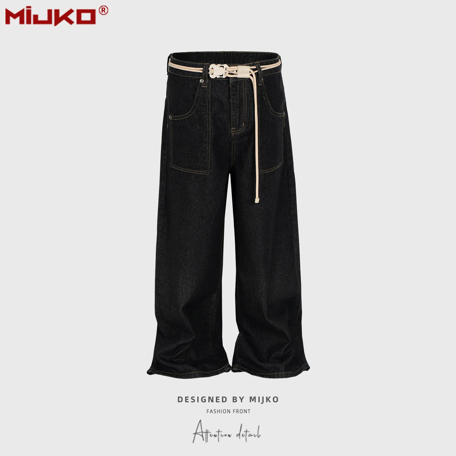 

MIJKO Vintage Jeans American Style Casual Men's Women's Black Jeans