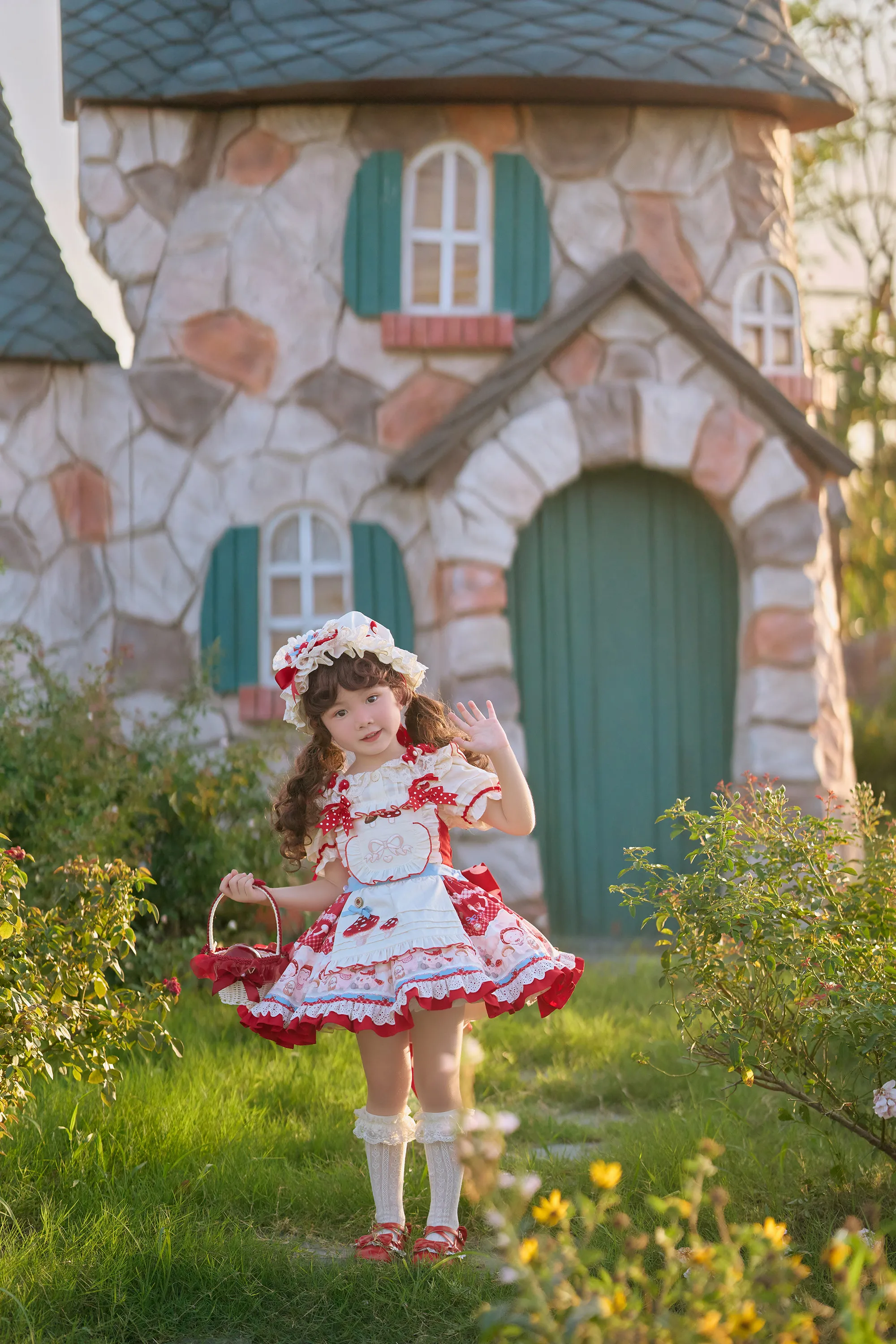 Pilz-Lamm-Lolita-Mädchenkleid im Niedlichen Stil, Blumenmädchen-Geburtstagskleid, Hochwertiges Boutique-Lolita-Kostüm für Kinder – Detail 9
