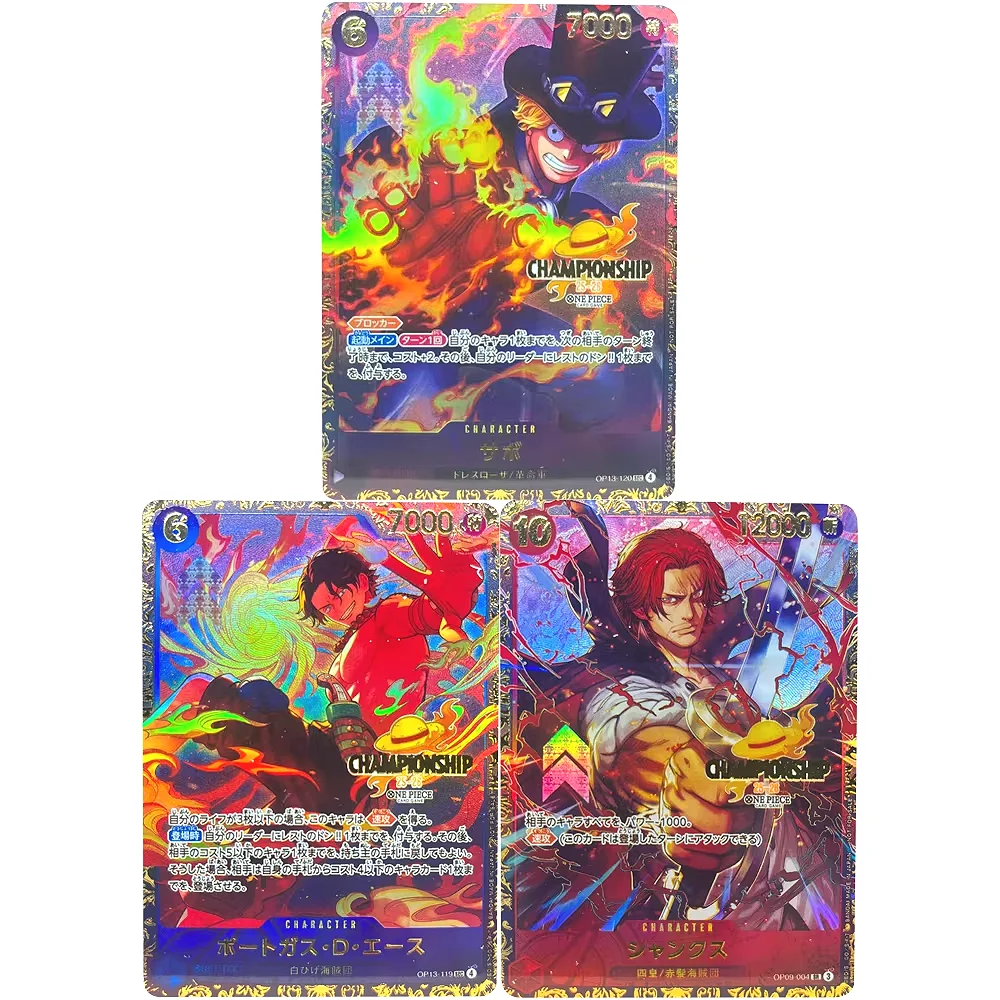 Tarjetas de colección de una pieza, CHAMPIONSHIP OP13 119 0P13- 120 Sabo Shanks JPN, juego hecho a mano de alta calidad, tarjetas de Anime, juguete de regalo