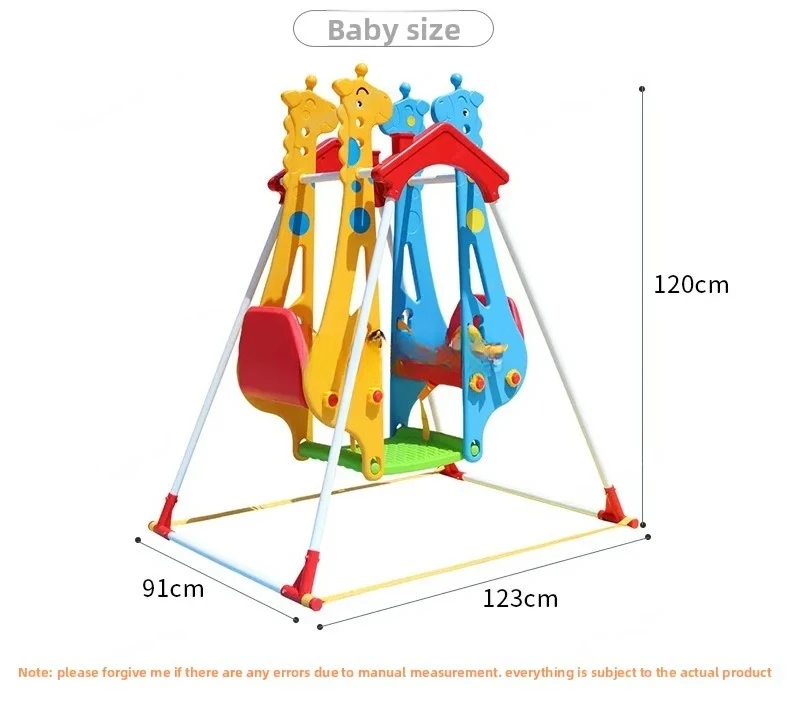 Thickened Double Swing Frame Giraffe Design Indoor Kids Swing Toy for Home and Kindergarten Use
