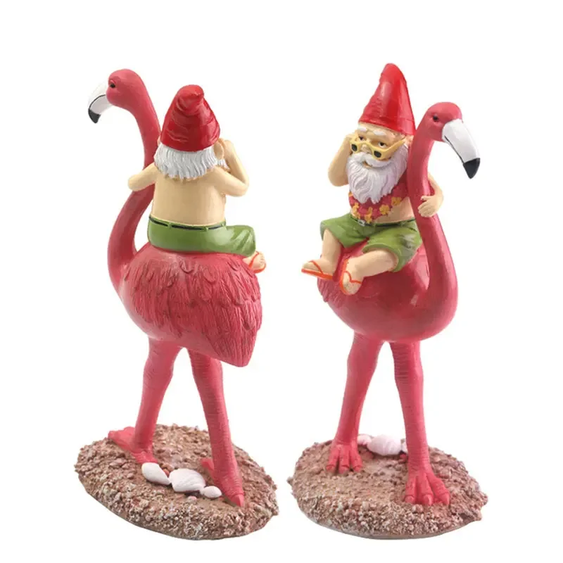 

Garden Gnome Statue Gnome Riding Flamingo Statue Gnome Reclining Flamingo Figurines Yard Lawn Sculpture Decor Gift Ornament