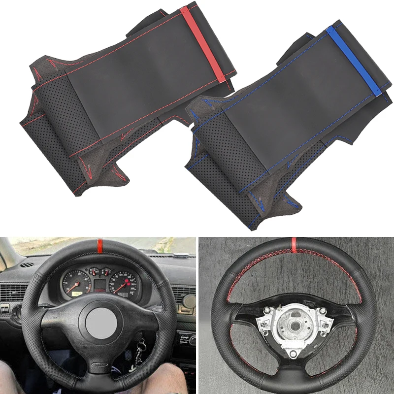 Car Styling Steering Wheel Cover Leather Trim For VW Golf 4 MK4 1998 1999 2000 2001 2002 2003 2004 Passat B5 1996 1997- 2005 Old