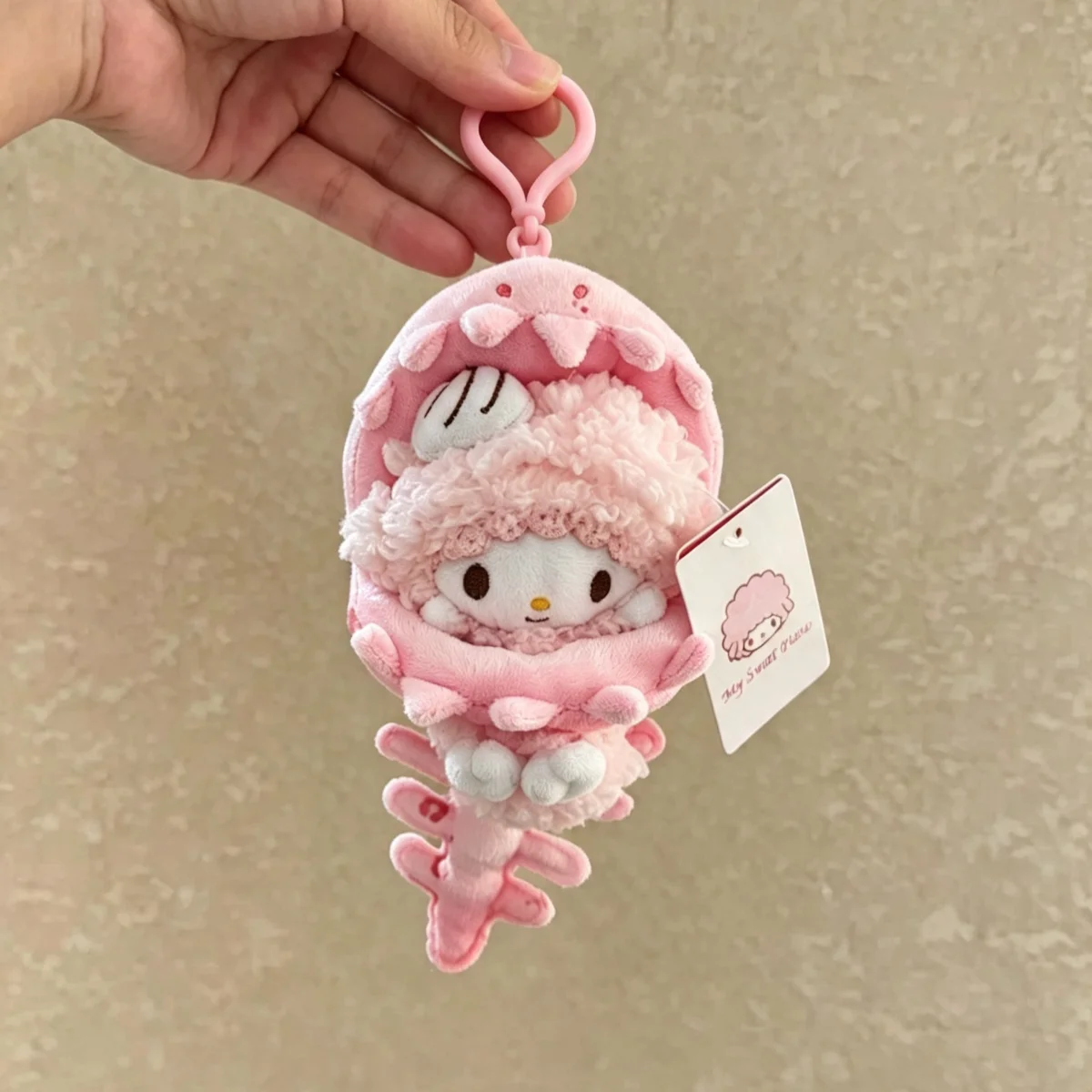Sanrio My Sweet Piano Cross-Dressing Dinosaur Skeleton Plush Keychain Backpack Decoration Desktop Trinket Car Key Pendant Gift