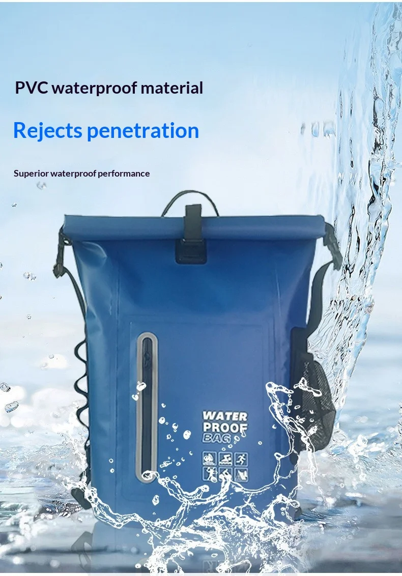 PVC Waterproof Dry Bag Backpack Capacity For Kayak Canoe Rafting Diving Beach Swimming Trekking Camping Shoulder Storage Bag - view 3