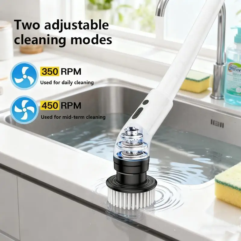Épurateur électrique à rotation, épurateur de douche sans fil avec étanche IPX7, brosse de nettoyage électrique, 2 vitesses réglables