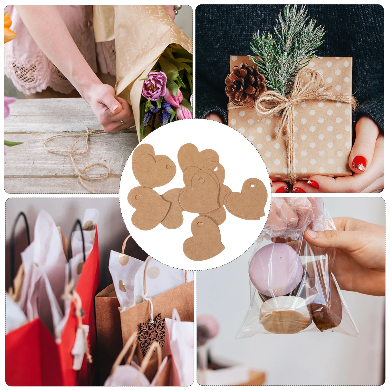 

Kraft Paper Heart-Shaped Blank Hanging Tags Gift Tags for DIY Price Labels Christmas Cards Bookmarks Kraft Paper Tag