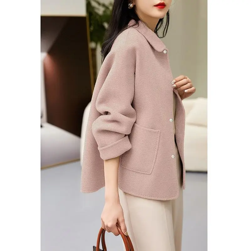 2023 Autumn Winter Women Vintage Elegant Fashion Chic Single Breasted Outwear Jacket Female Simple Casual Solid Loose Sweet Coat