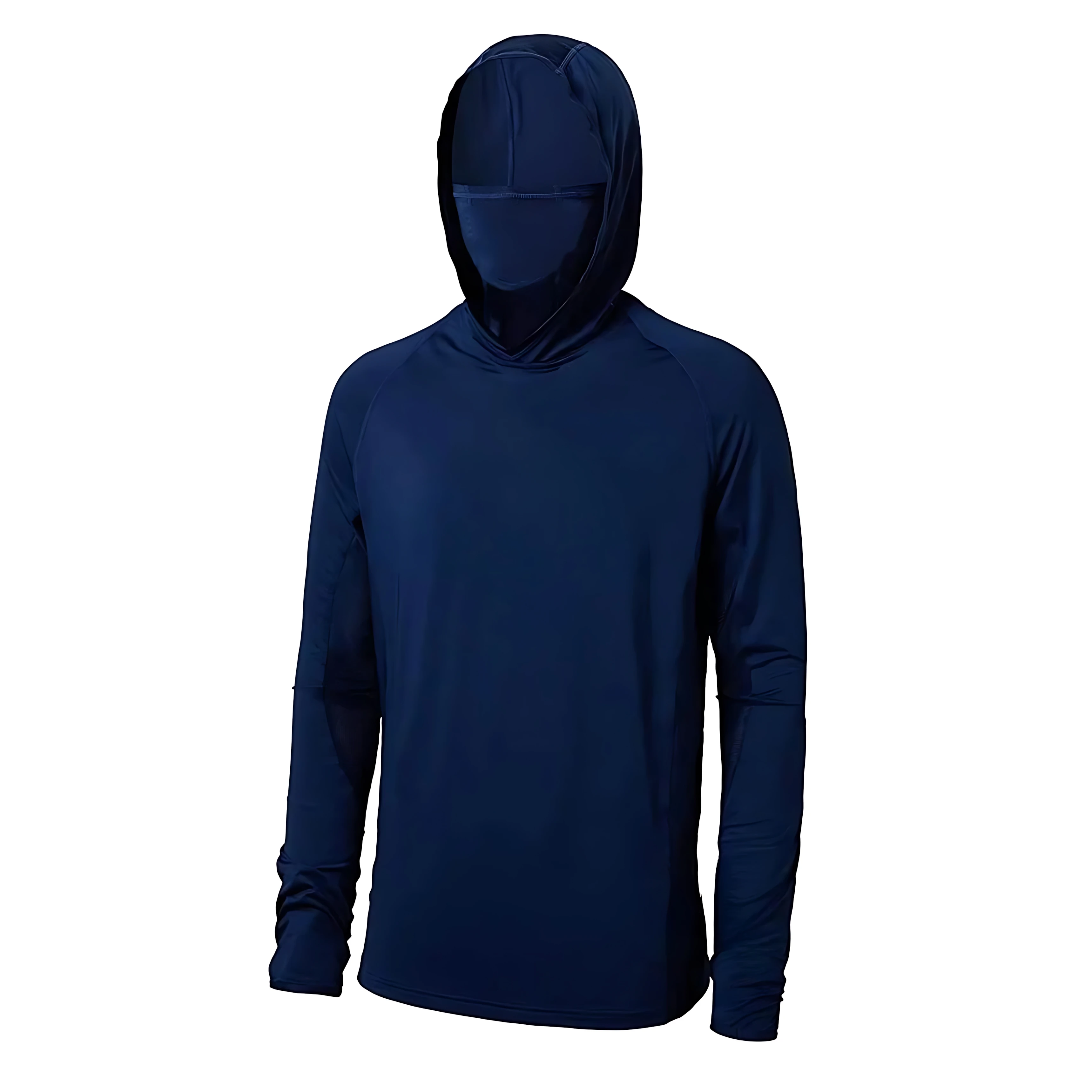 Men Sun Protection Fishing Shirt With Face Mask Quick Dry Long Sleeve Hooded Top Outdoor Hiking Cycling Anti‑UV Sportswear