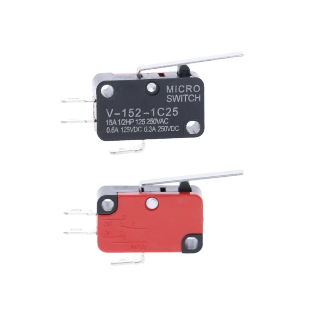 10 قطعة مايكرو لحظة السفر الحد التبديل الأسطوانة رافعة الذراع التبديل SPDT 1NO1NC (115 152 153 154 155 156 )-1C25 AC250V 16A