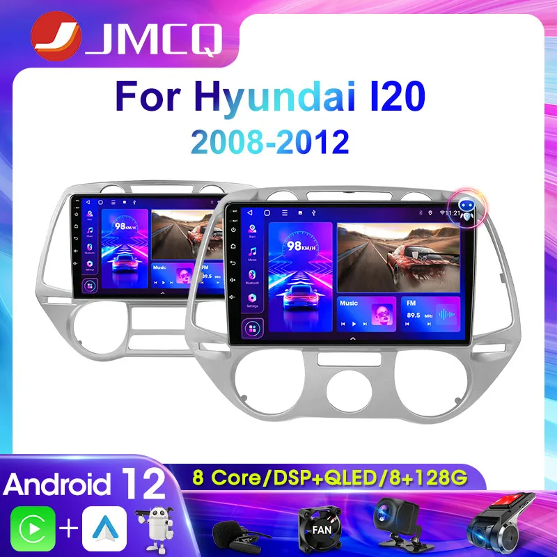 JMCQ 2Din Android 12 Car Radio Multimedia Player For Hyundai Grand I20 2008 - 2012 Navigation GPS Wireless Carplay Wifi 4G