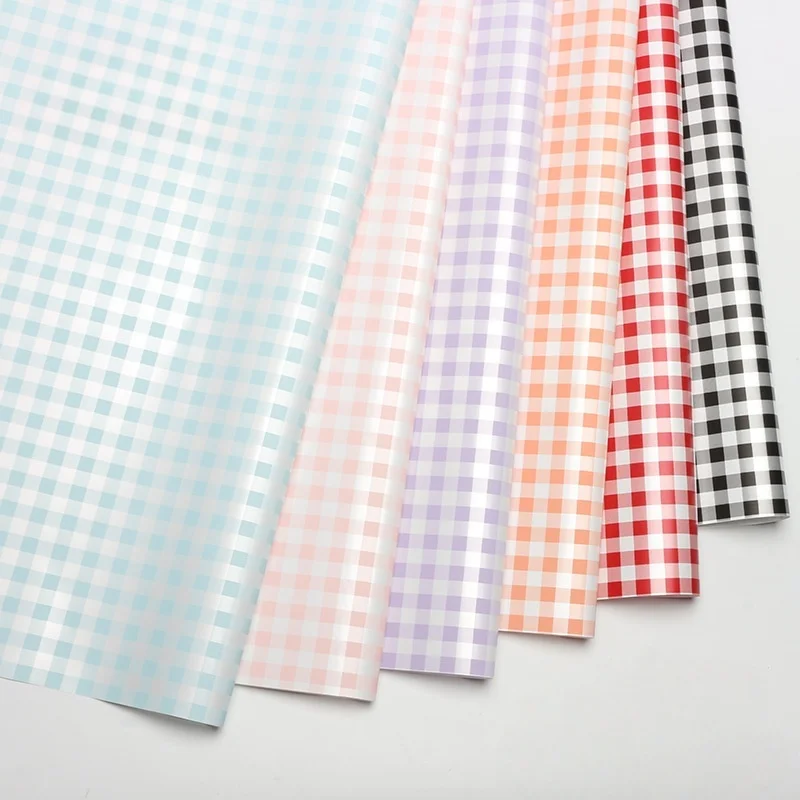 

20pcs 58x58cm Grid Pattern Flower Wrapping Paper DIY Florist Bouquet Packaging Material for Birthday Party Mother's Day Decor