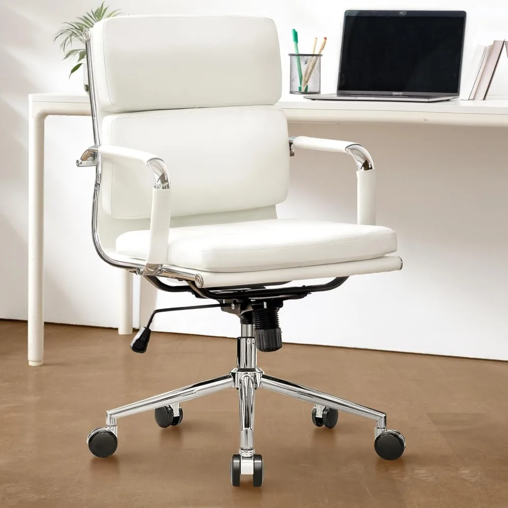 

Office Desk Ergonomic Chair Leather Executive Mid-Back Modern Conference Comfy Adjustable Padded Swivel Rolling Home