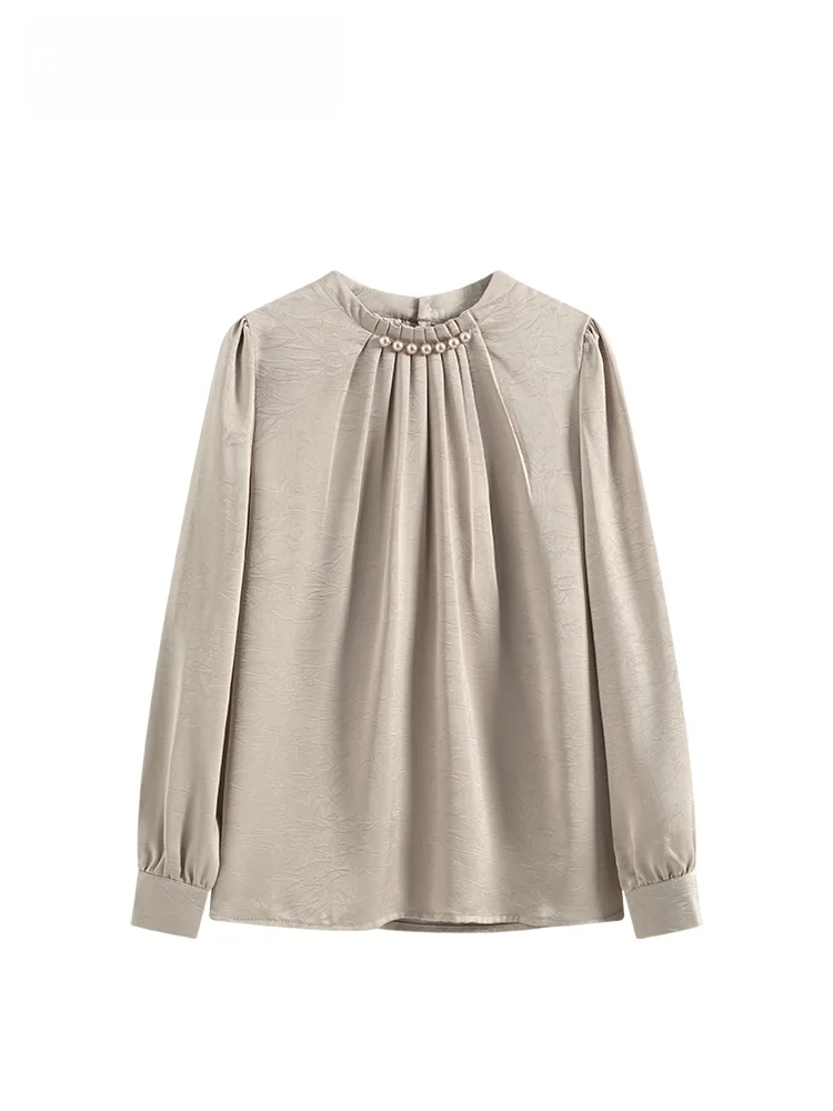 

plus Size Long Sve irt Women's Spring Faion Casual Versatile Cotton Polyester Blend Comfortable Fit Korean Sle Top