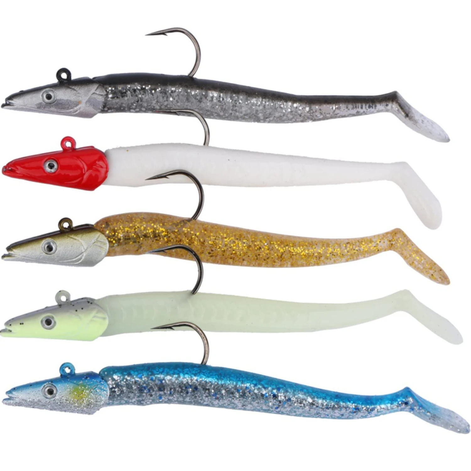 

5pcs Lifelike Soft Fishing Lure with Lead Spoon Jig for Saltwater and Freshwater Fishing - 10g/11cm, 0.35oz/3.9in - Durable for